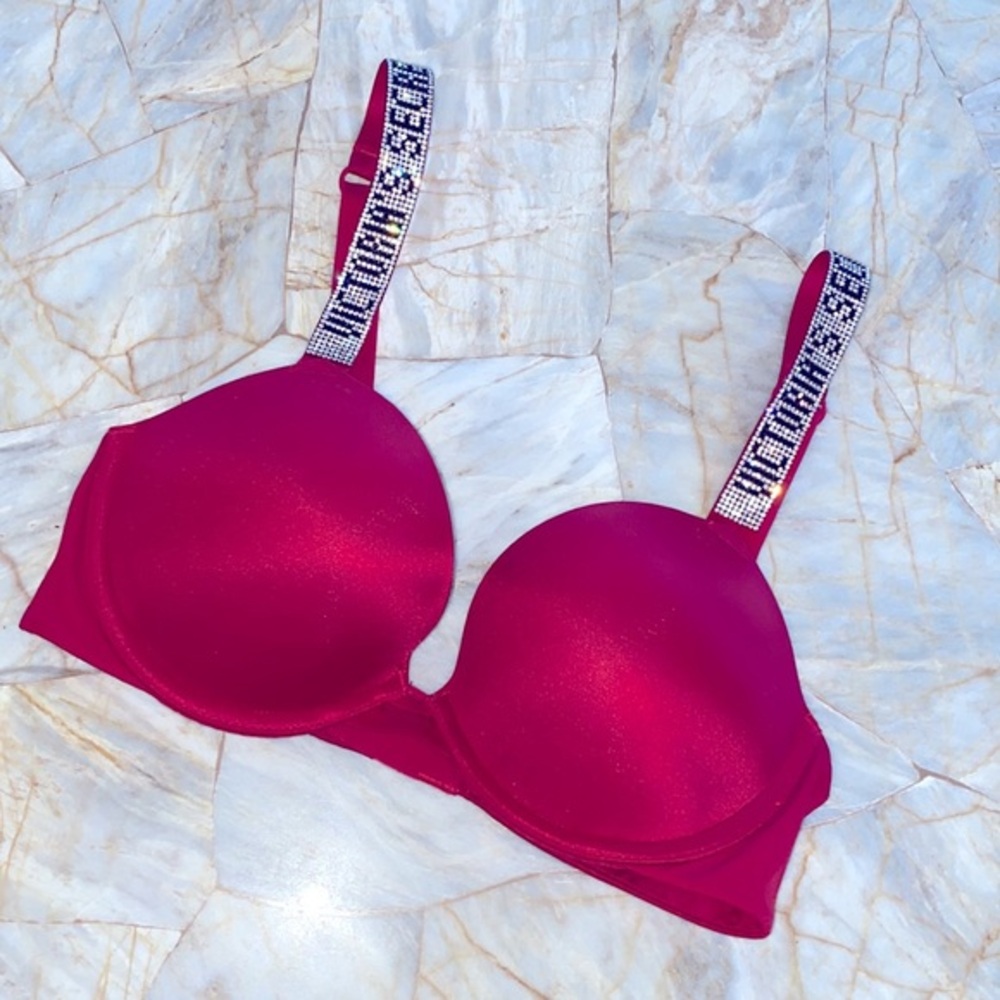 VS‎  VERY SEXY Shine Red Push-Up Bra Shiny Straps  Logo 32C
